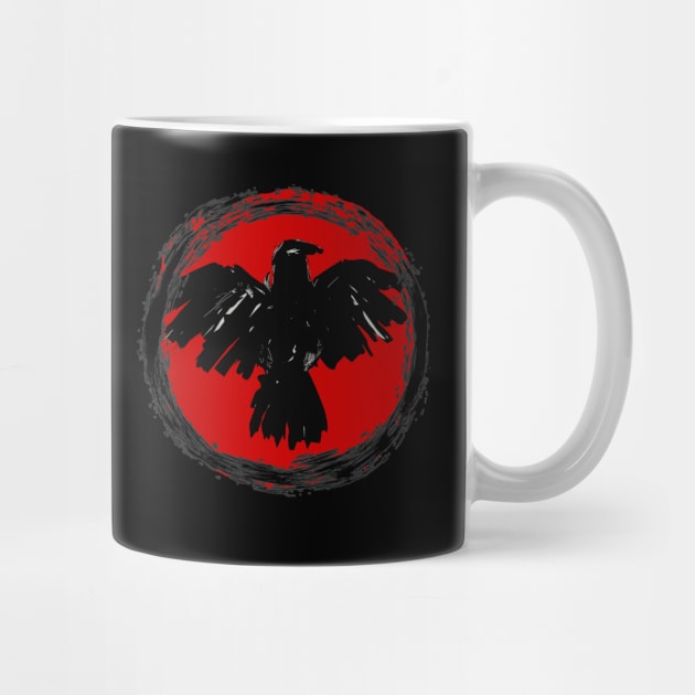 Mug & Travel Mug_Texas POĒtrope RED-VORTEX RAVEN Logo by texaspoetrope